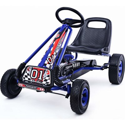 COSTWAY Go Cart s nastavitelným sedadlem Go Cart s ruční brzdou modré – Zboží Mobilmania