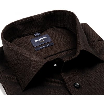 Olymp Modern Fit košile s vetkaným vzorem prodloužený rukáv hnědá – Zboží Dáma