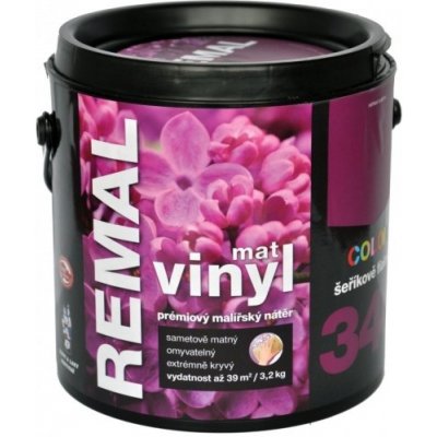 Barvy A Laky Hostivař Remal Vinyl Color mat, prémiová malířská barva, omyvatelná, 340 šeříkově fialová, 3,2 kg