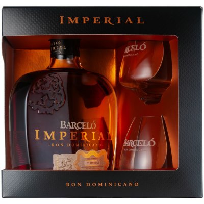Ron Barceló Imperial 38% 0,7 l (dárkové balení 2 sklenice) – Hledejceny.cz