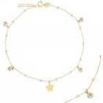 Lillian Vassago Zlatý řetízek na nohu s kuličkami, zirkony a hvězdou LLV22-GBL009Y – Zboží Dáma