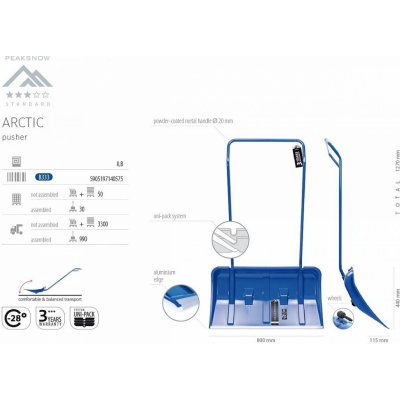 M.A.T PH 82 x 42 cm lišta Al masív, kolečka – Zboží Mobilmania