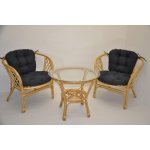 Ratanová sedací souprava Bahama malá medová polstry tmavě šedý melír – Zboží Dáma