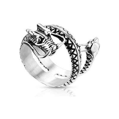 Šperky4U Pánský ocelový prsten drak OPR1836