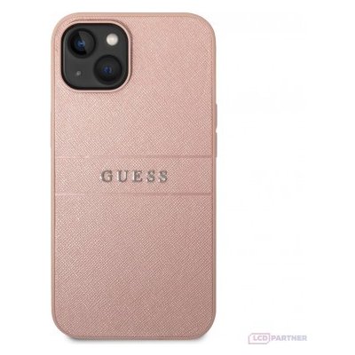Pouzdro Apple iPhone 14 Guess PU Leather Saffiano růžové