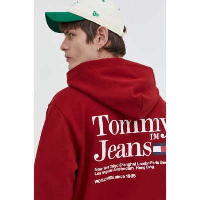 Tommy Jeans vínová s kapucí s potiskem DM0DM18860