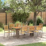 Omaxi 455727 Zahradní jídelní souprava 9 pcs Šedá 190 x 80 x 75 cm polyratan – Hledejceny.cz