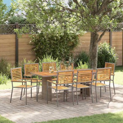 Omaxi 455727 Zahradní jídelní souprava 9 pcs Šedá 190 x 80 x 75 cm polyratan – Hledejceny.cz