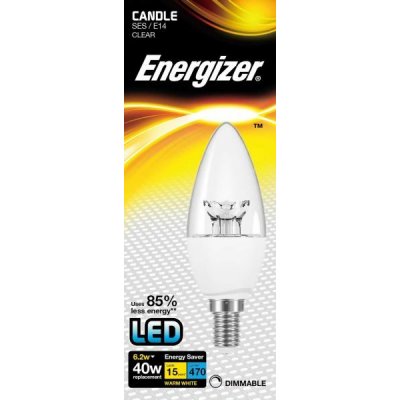 Energizer LED žárovka svíčka 6,2W Eq 40W E14 S8855 čirá Stmívatelná Teplá bílá – Zboží Mobilmania