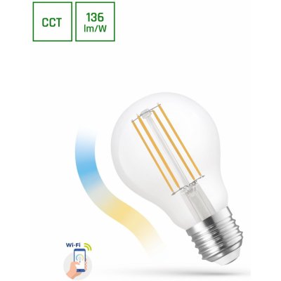 Spectrum LED GLS A60 5W COG 230V CCT+DIM CLEAR WI-FI SMART – Zboží Živě