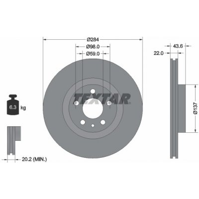 Brzdový kotouč TEXTAR 92046803 | Zboží Auto