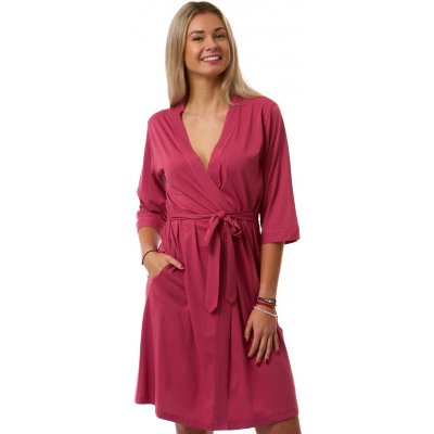 Dámský župan malinový lehký bavlněný krátký župan s páskem 1G0736 růžová – Hledejceny.cz