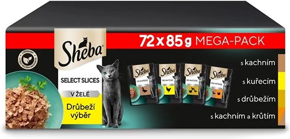 Sheba drůbeží výběr ve šťávě pro dospělé kočky 72 x 85 g