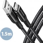 Axagon BUCM-AM15AB BUCM-AM15AB HQ USB-C USB-A, USB 2.0, 3A, ALU, oplet, 1,5m, černý – Zbozi.Blesk.cz