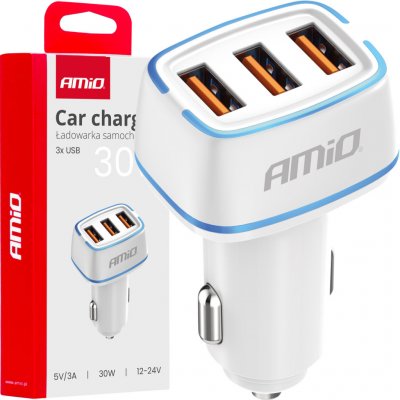 Nabíječka do auta 3x USB-A 30W 12/24V AMiO-03889 – Zbozi.Blesk.cz