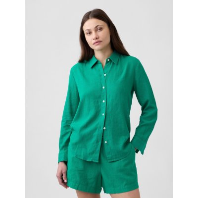 GAP Košile z lněné směsi Easy Shirt Zelená – Zboží Mobilmania