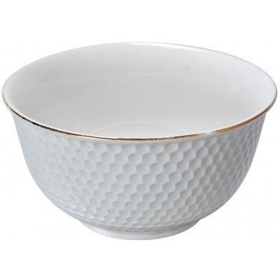 Clayre & Eef Porcelánová miska na polévku bílá se zlatým proužkem 13 x 7 cm 350 ml – Zboží Mobilmania