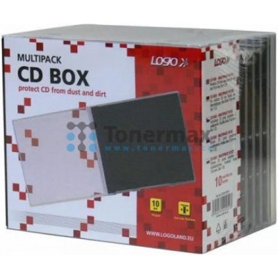Box na 1ks CD, 10,4mm, průhledný, černý tray, 10-pack, Logo – Zbozi.Blesk.cz