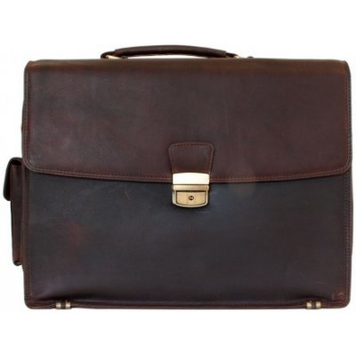 Velká kožená pánská taška z pevné kůže FLW tmavě hnědá – Zboží Dáma