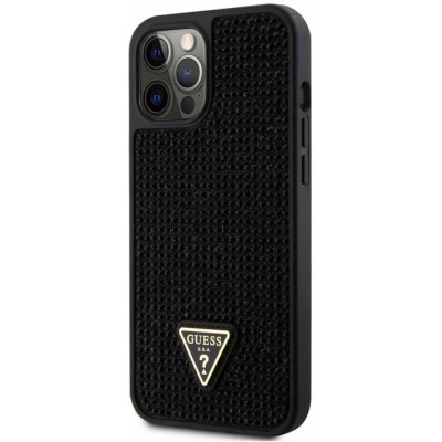 Pouzdro Guess Rhinestones Triangle Metal Logo iPhone 12 Pro Max černé