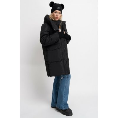 Reporter Young dlouhá zimní prošívaná bunda s kapucí černá – Zboží Dáma
