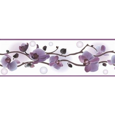 Samolepící bordura B83-13-14, rozměr 5 m x 8,3 cm, orchidej světle fialová, IMPOL TRADE – Hledejceny.cz