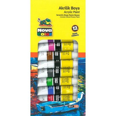 akrylové barvy 12 barev 12 ml – Sleviste.cz