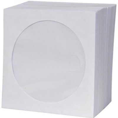 Obálka na 1 ks CD, papír, bílá, s okénkem, Logo, 100-pack – Zboží Živě