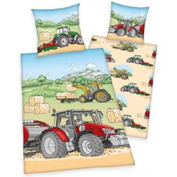 Herding bavlna povlečení traktor na louce 140x200 70x90