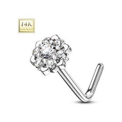 Šperky4U zlatý piercing do nosu kytička čiré zirkony ZL01197C-WG – Hledejceny.cz