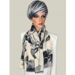 Classic Scarf šála s šedými a černými květy – Zboží Dáma Classic Scarf šála s šedými a černými květy – Zboží Dáma
