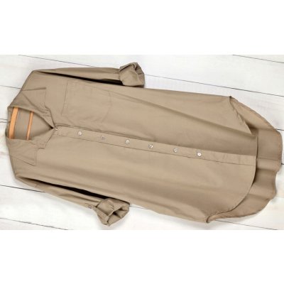 Fashionweek dlouhá asymetrická tunika košilové šaty MD547 Camel