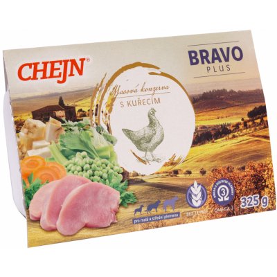 Chejn Bravo Plus Adult Dog kuřecí a zelenina 325 g – Sleviste.cz