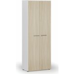 Primo Kancelářská skříň s dveřmi WHITE, 2128 x 800 x 420 mm, bílá/dub přírodní – Zboží Dáma