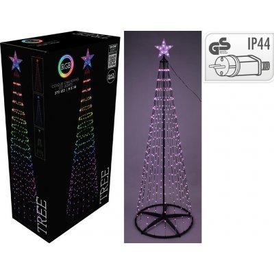 Vánoční stromek kovový 210 cm 370 LED RGB vnější použití – Hledejceny.cz