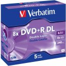 Médium pro vypalování Verbatim DVD+R DL, 8,5GB 8x, AZO, jewel, 5ks (43541)