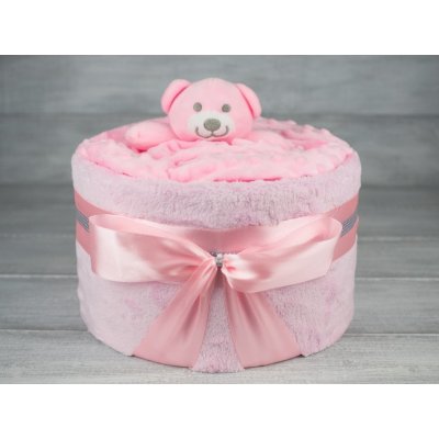 PASTELL Decor Plenkový dort jednopatrový pro holčičku hrající medvídek 3 Miminko váží 4 - 9 kg Velikost oblečení 62/68 Miminku jsou 3 - 6 m