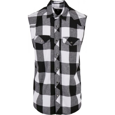 Brandit checkshirt sleeveless pánská košile bez rukávu bílo/černá