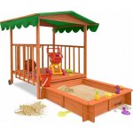 Jurhan Pískoviště s verandou 130 x 130 x 143 cm borovicový masiv hnědo zelený 66727Z – Sleviste.cz