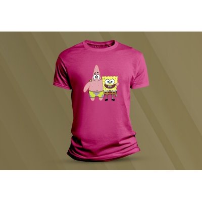 Sandratex dětské bavlněné tričko SpongeBob a Patrick. fuchsia – Zboží Dáma