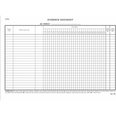 MSK 246 Evidence docházky A4 – Sleviste.cz