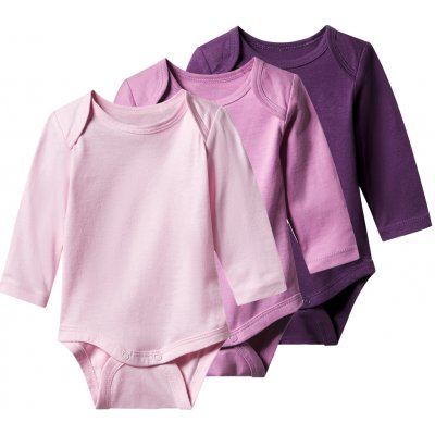 Lupilu Dětské body s dlouhými rukávy 3kusy lila fialová světle růžová – Zboží Dáma