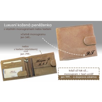 Luxusní peněženka s vaším monogramem iniciály textem obrázkem z pravé kůže  od 549 Kč - Heureka.cz