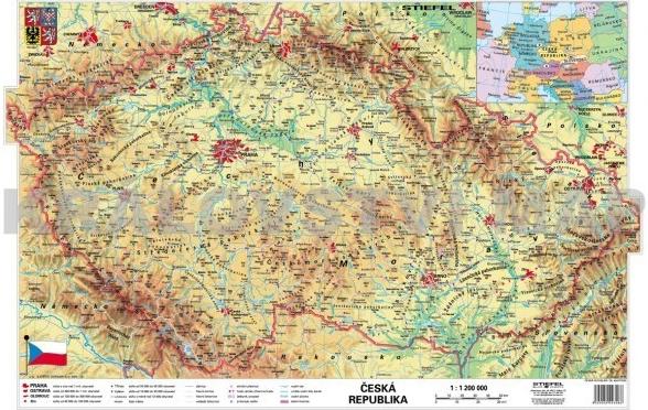 Čr Obecně Geografická Oboustranná Nástěnná Mapa 160x120 Cm Od 2 490 Kč Heurekacz 4921