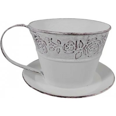 Boltze Kovový květináč ve tvaru šálku s podšálkem Lyuba, pr. 15 x 11 cm – Hledejceny.cz