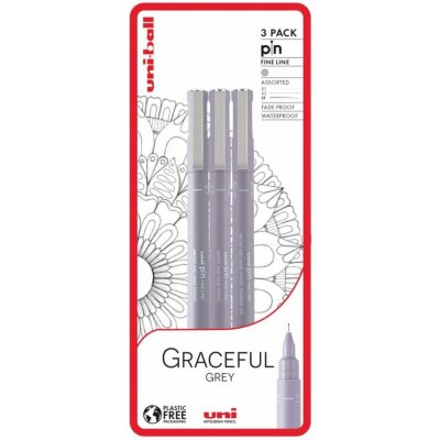 UNI PIN Graceful Grey - sada linerů 0,1 mm, 0,5 mm, štětcový, světle šedá - 3 ks – Hledejceny.cz