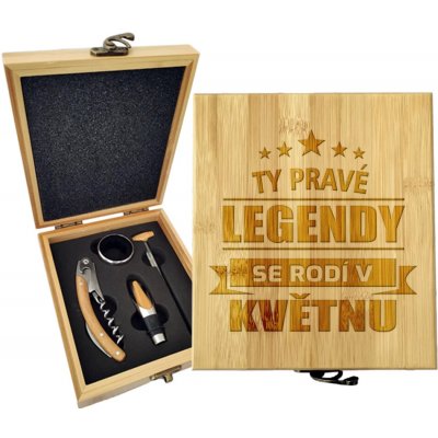 Sablio Dárková sada na víno Ty pravé legendy se rodí v květnu: 147×168×49 mm – Hledejceny.cz