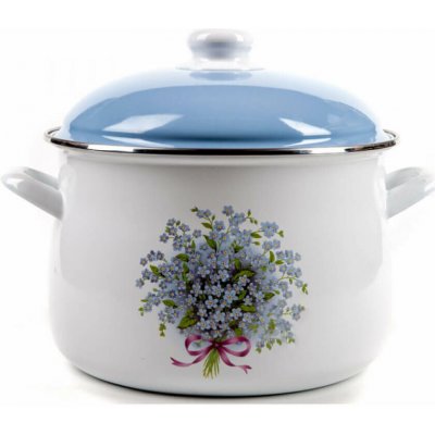 Green Home Smaltovaný hrnec + poklice 7,5 L s květinovým vzorem Pomněnka – Zboží Mobilmania