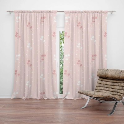 Závěsy Bílé a růžové květy: 2 ks - 140x250 cm - Sablio – Hledejceny.cz