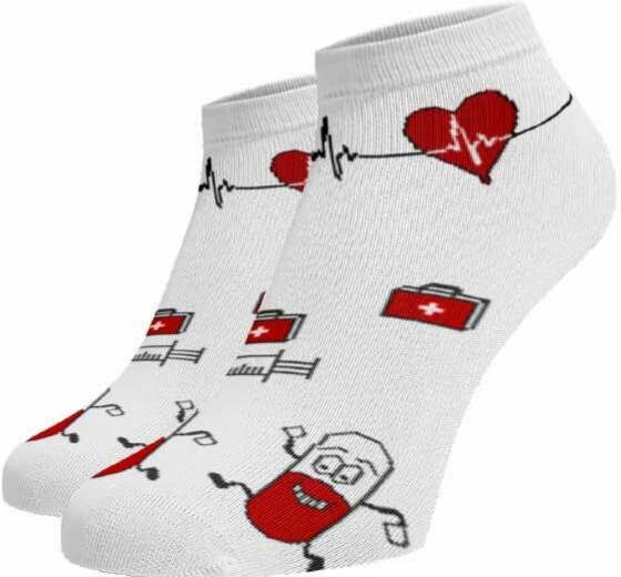 Veselé ponožky Nemocnice kotníkové Bílá
